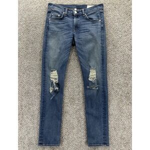Rag & Bone Jeans Women's 27‎ Blue Capri Straight Crop Wembly Distressed Stretch